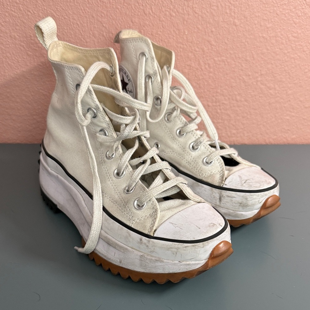 Converse White High-Top Platform Sneakers with Gum Outsole